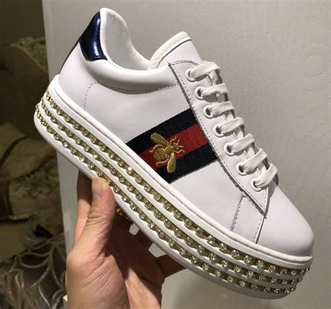 gucci platform sneakers with crystals.